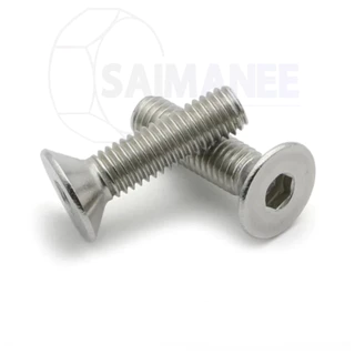 น็อต สกรู หัวจม เตเปอร์ สแตนเลส 304 เกลียวมิล หยาบ M6 /Flat Head Hexagon Socket Machine Screw SUS304