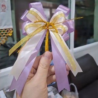 โบว์สำเร็จรูป💥สีม่วงอ่อนขาว📌สินค้าพร้อมส่ง📌 ใช้ติดกล่องของขว…
