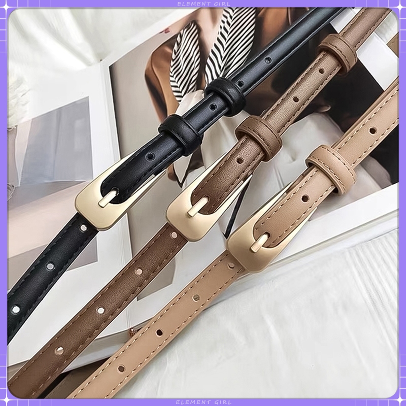 [จัดส่งในกทม] เข็มขัดลำลอง แฟชั่น อุปกรณ์โลหะ สีพื้น เบสิก สำหรับผู้หญิงสีกากี/น้ำตาล/ดำ คุณภาพสูง เครื่องประดับแฟชั่น
