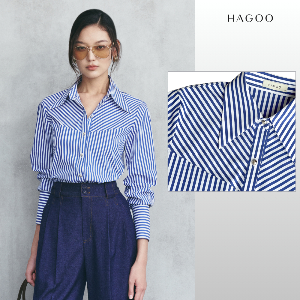 HAGOO เสื้อเชิ้ตแขนยาว คอปก ดีไซน์สุภาพ ลุคทำงานพรีเมียม [A8035] – โปรปัง