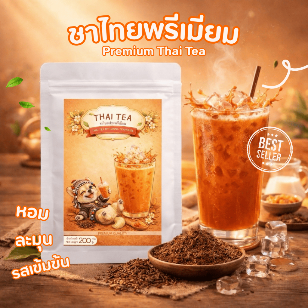 ชาไทย เกรดพรีเมียม หอมละมุน สูตรเข้มข้น ขนาด 200กรัม ชาแดง ชาเขียว ชาไต้หวัน โกโก้ มัทฉะ ชาอัญชัน ชามะนาว