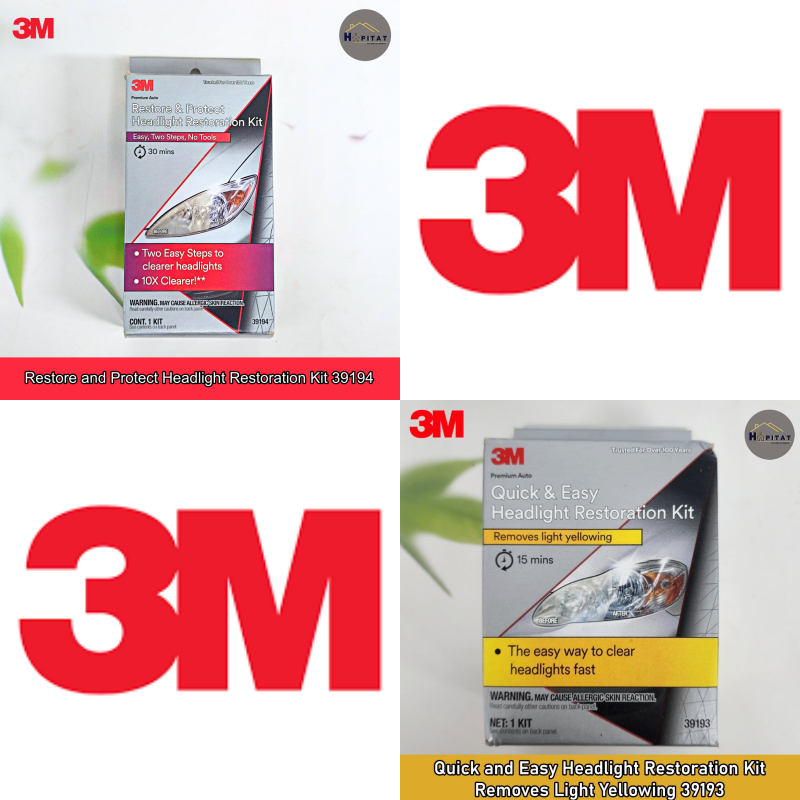 {3M®} Headlight Restoration Kit Restore & Protect  39194 / Quick & Easy 39193 ชุดขัดเงาไฟหน้ารถ
