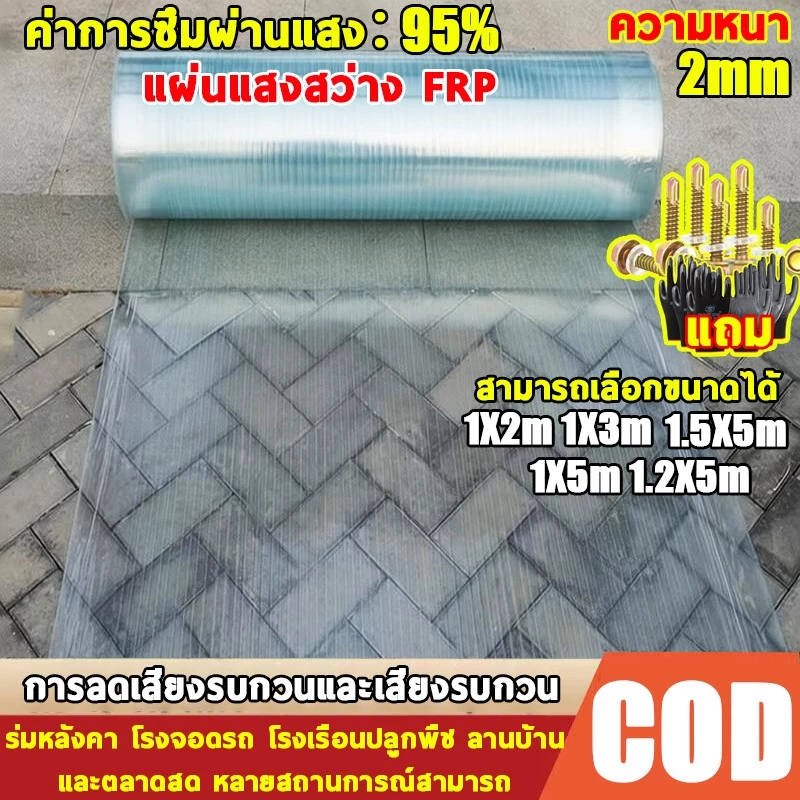 แผ่นหลังคา แผ่นหลังคาใสๆ ความกว้าง 1/1.2/1.5m แผ่นใส ลอนคู่ การส่งผ่านแสงสูง ทนแดด ผ้ากันแดด ครอบคลุมพลาสติก