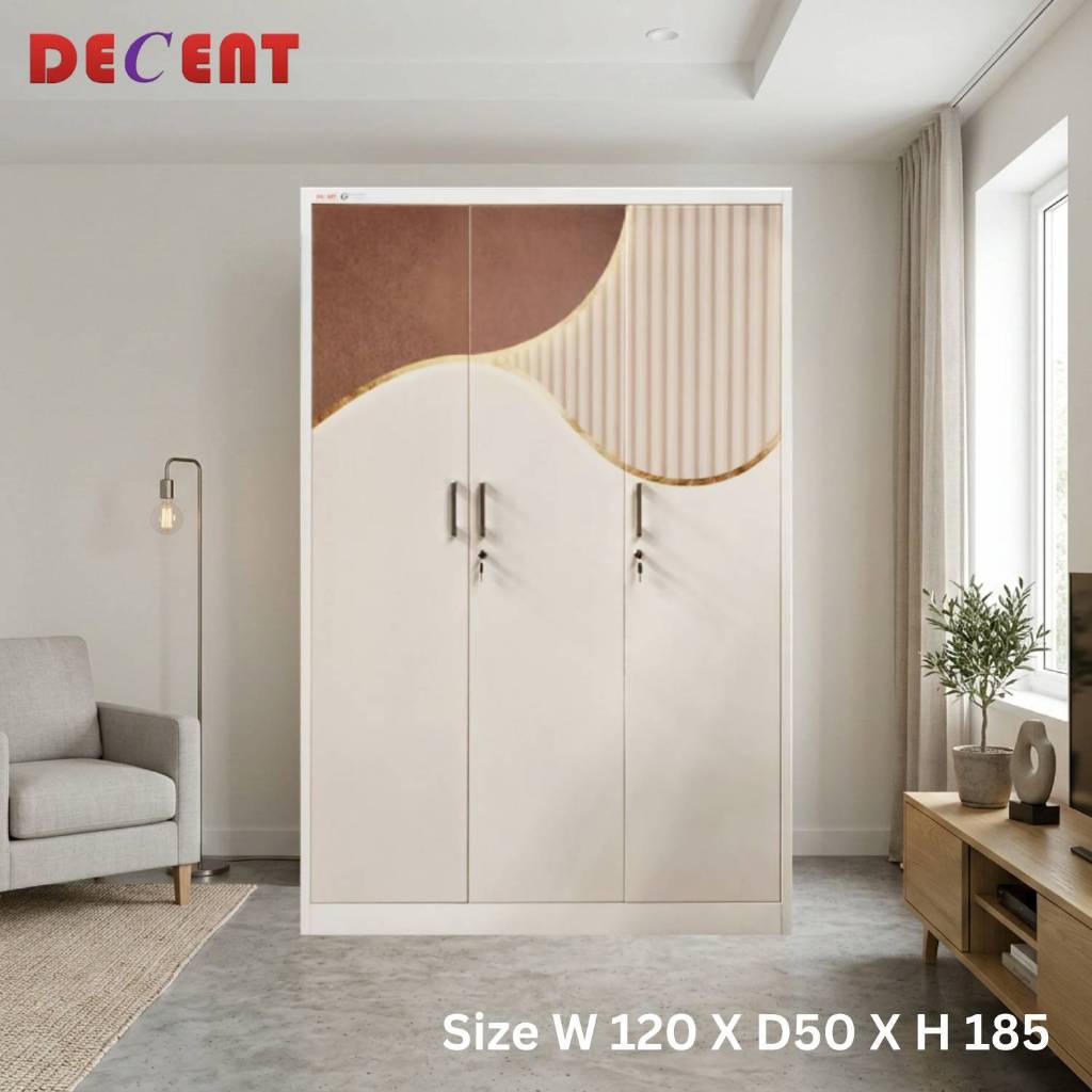 ตู้เสื้อผ้าเหล็ก 3 ประตูบานเปิด (ออกใบกำกับภาษีได้) รุ่น ลักซ์ 120 ซม.