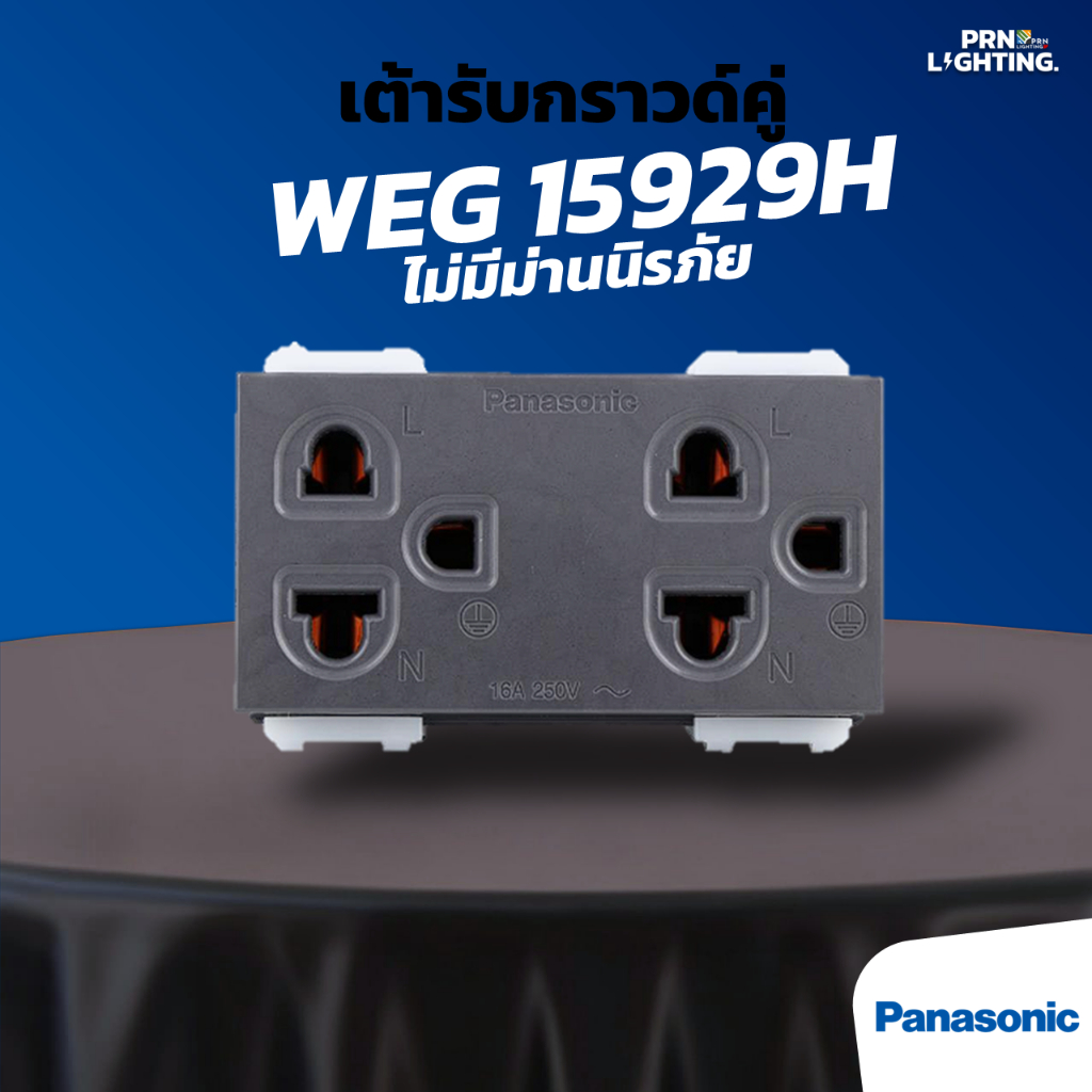 Panasonic | ปลั๊กกราวด์คู่ เต้ารับกราวด์คู่ 3 ขา WEG15929H - สีเทา