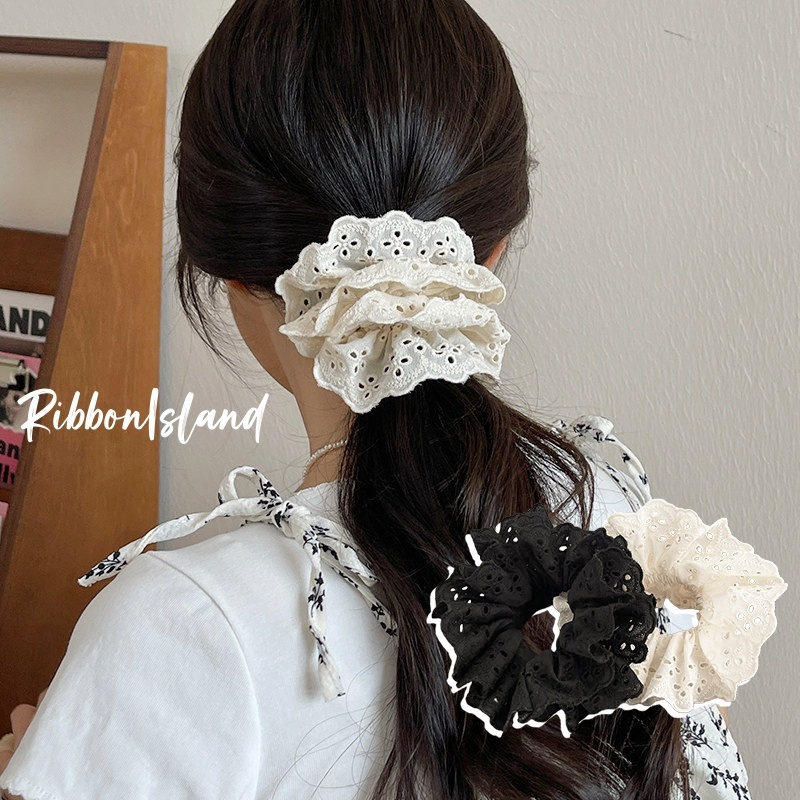 ยางรัดผม หนังยาง ins กลวง lace เกาหลี แฟชั่น ฝรั่งเศส น่ารัก แลตติส ลายดอกไม้ หวาน ส่งเร็ว