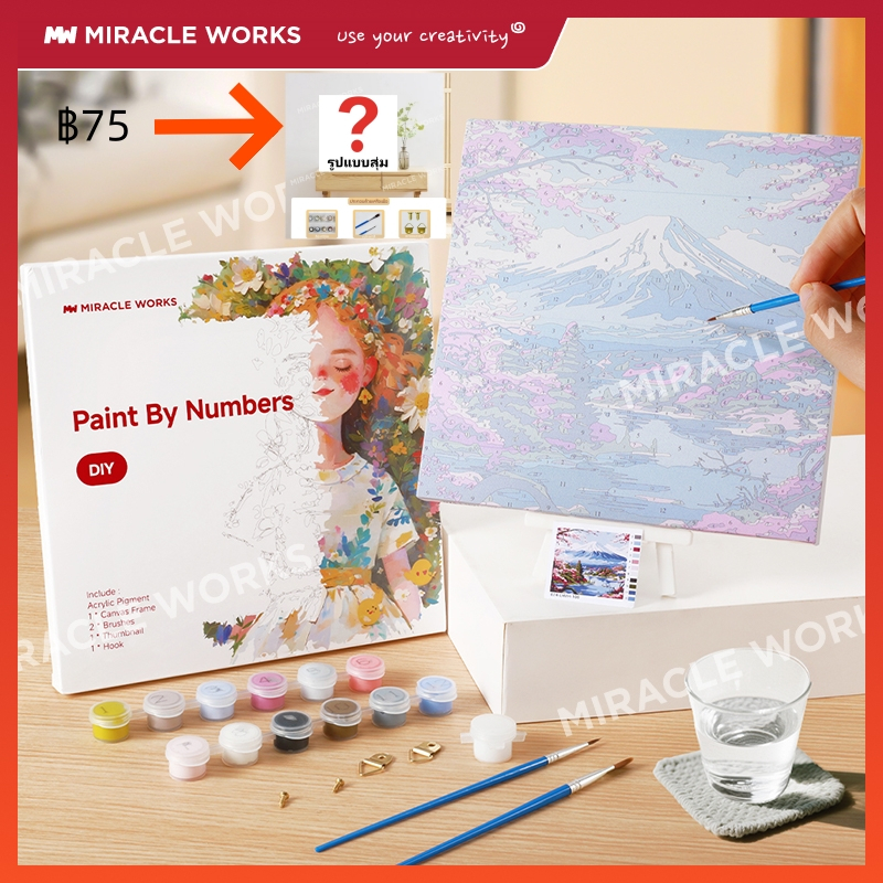 MW ระบายสีตามตัวเลข 20×20ซม มีเฟรม ภาพวาดตกแต่งอะคริลิก ของขวัญ DIY สำหรับเด็ก คู่