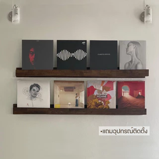 [Uni_wood]ชั้นวางแผ่นเสียงไวนิล โชว์แผ่นเสียง ชั้นวางของติดผนัง ยาว 180cm./150cm./120cm.และ 100 cm.สีธรรมชาติและสีวอลนัท