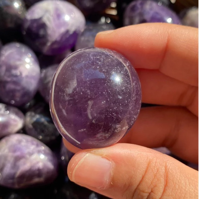 ‼️️พร้อมส่งใน🇹🇭‼️ Amethyst อเมทิสต์ขัดมัน ม่วงเข้ม สวยมาก เป็นสัญลักษณ์แห่งความรักมิตรภาพ ช่วยให้คลายเครียดความวิตกกังวล