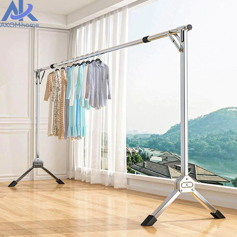 🔥🔥🔥 ราวตากผ้า ราวตากผ้าพับได้ 120-160cm ความยาวที่ปรับขนาดได้ พับเก็บได้ รอยเท้าขนาดเล็ก X Drying Rack