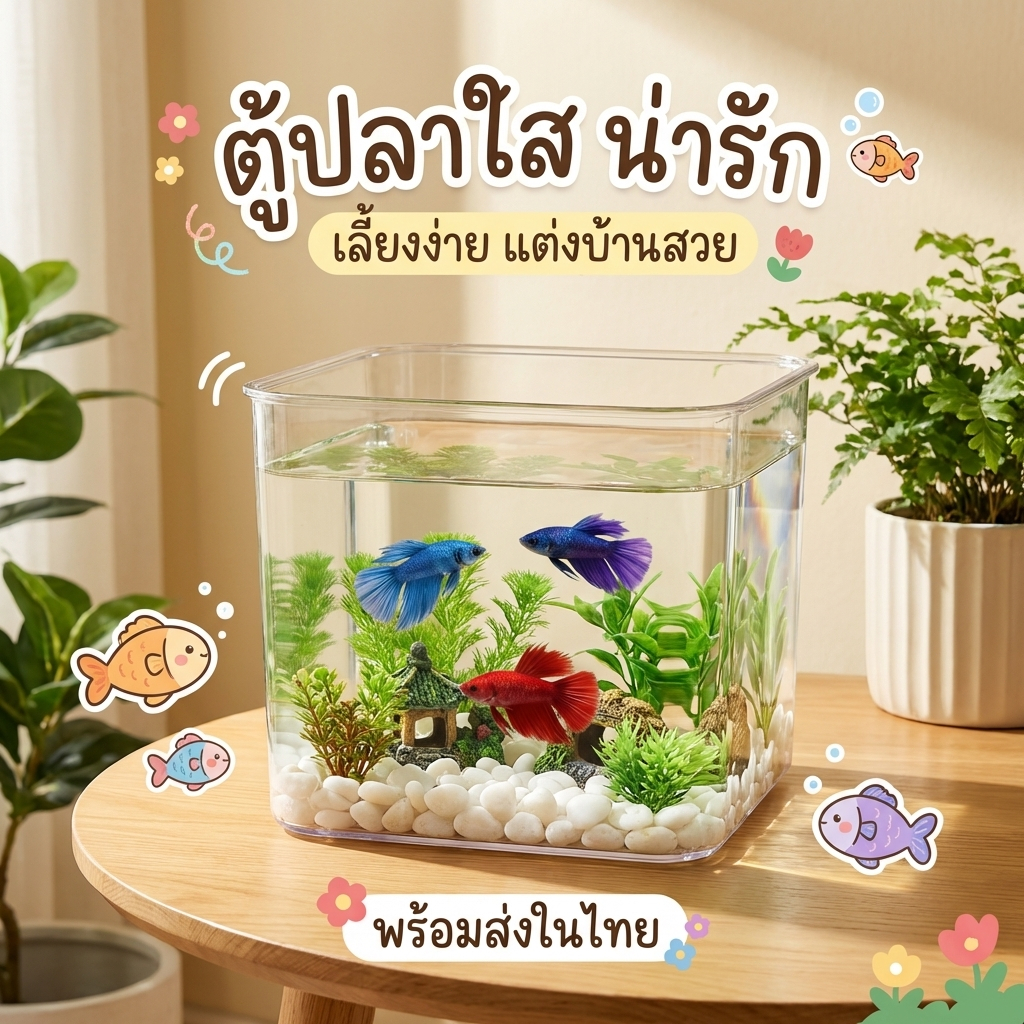 โหลปลากัด ใส ตู้ปลาขนาดเล็ก เลี้ยงง่าย ตั้งโต๊ะ ประหยัดพื้นที่ สำหรับมือใหม่