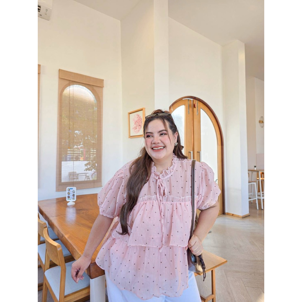 JIRA🐳|เสื้อเเต่งระบายชั้นๆ ผ้าโรซี่ คอจีบ มีซับใน