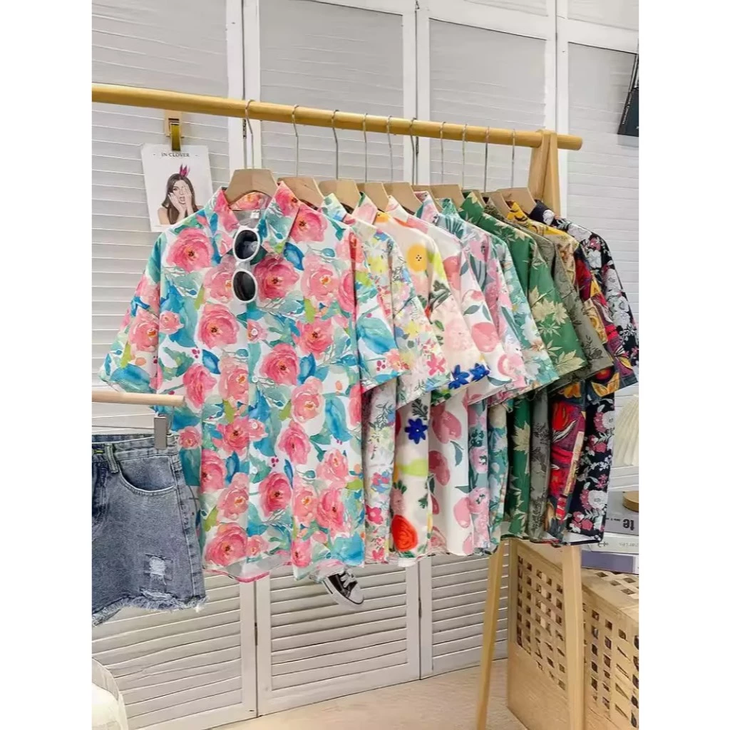 Bella Shop เสื้อฮาวายลายดอกไม้ แขนสั้น ทรงหลวม เสื้อสงกรานต์ thumbnail 10