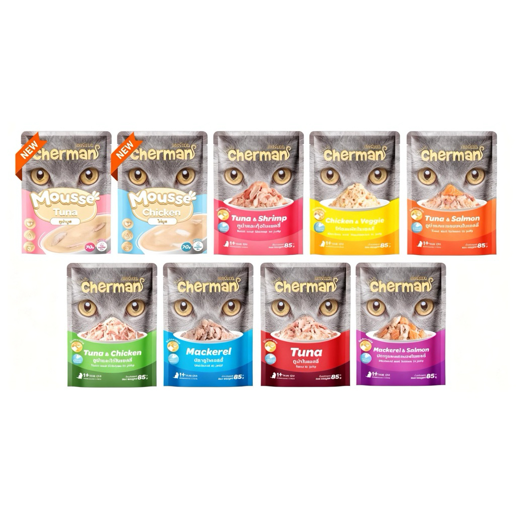 [เปิดในไลฟ์]chermanคละรสแมวโต5หยิบ