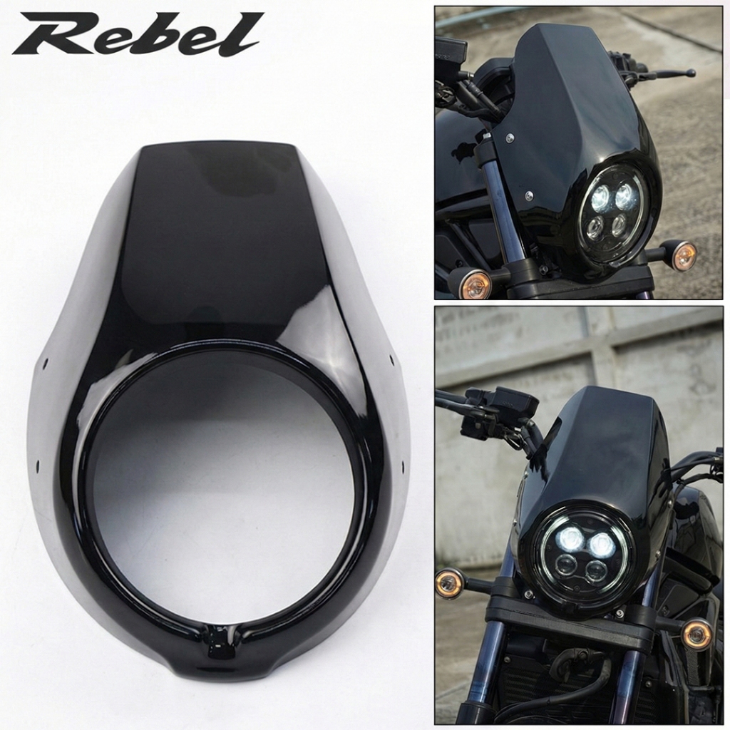 ครอบไฟหน้าแต่ง HONDA REBEL ดำเงา สำหรับ Rebel 300 500 / 1100