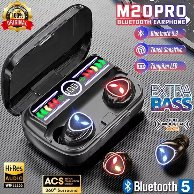 ล่าสุด หูฟังที่ดูดี M20pro หูฟังบลูทูธไร้สาย TWS Wireless Bluetooth 5.3 Headset Earphone หูฟังสเตอริโอ ชุดหูฟังอัจฉริยะ