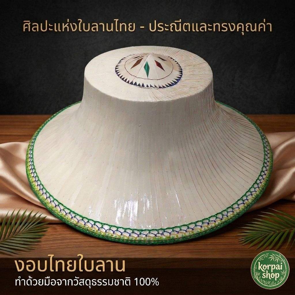 งอบใบลานขนาดมาตราฐานปีกกว้างขนาดมาตราฐานใส่ได้ทั้งเด็กและผู้ใหญ่งอบ หมวกชาวนา งอบชาวนา หมวกสาน