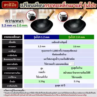 ตาตีมือ กระทะเหล็กเผา รุ่นโปร พันด้ามกันร้อน ทรงญี่ปุ่น เผาแล้ว เคลือบน้ำมันธรรมชาติ ลดการติดกระทะ แบรนด์คนไทย รับประกัน