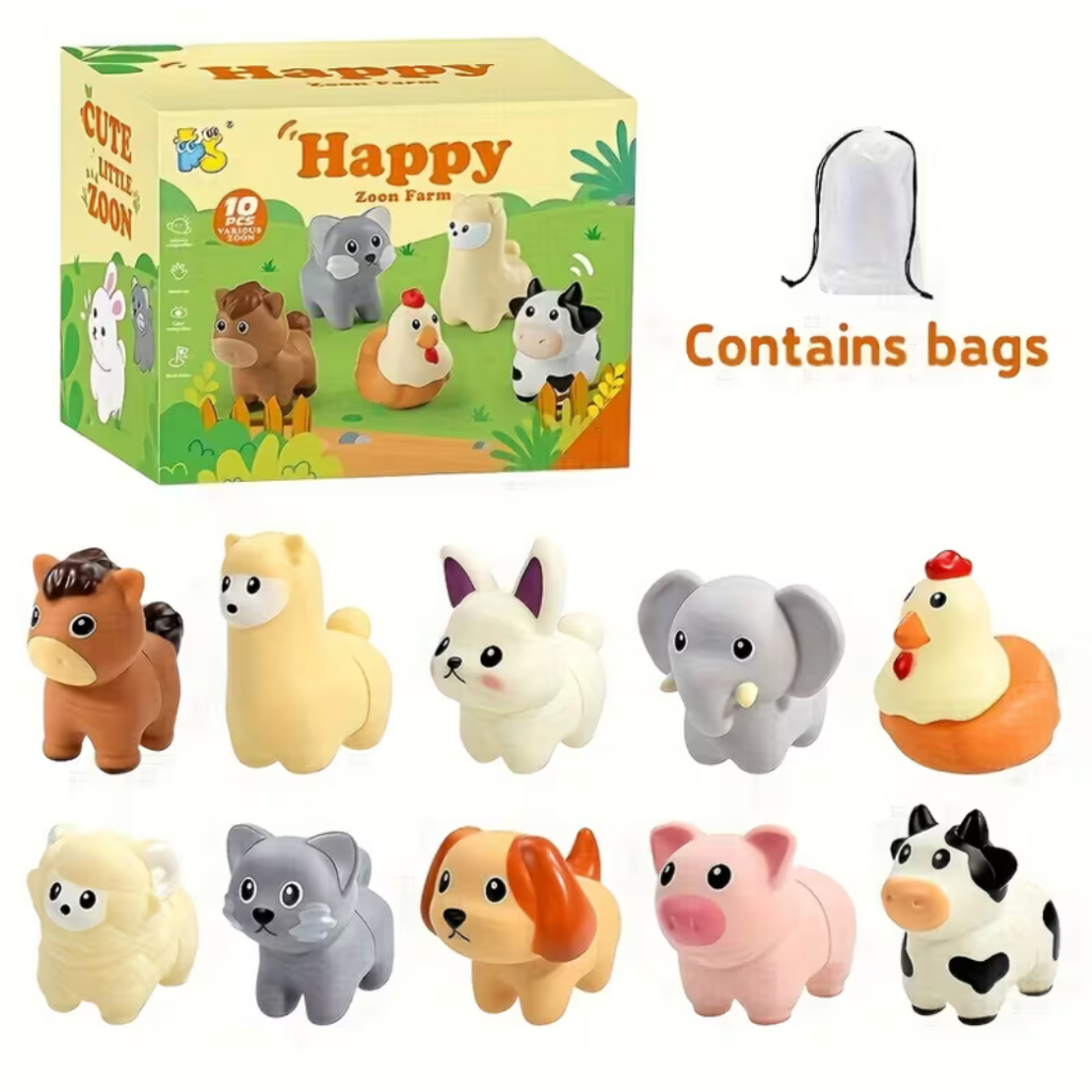 ของเล่นจับคู่สัตว์ ของเล่นเสริมพัฒนาการเด็ก ฝึกการเรียนรู้สัตว์ บีบได้ น่ารัก (Set 10 ตัว)