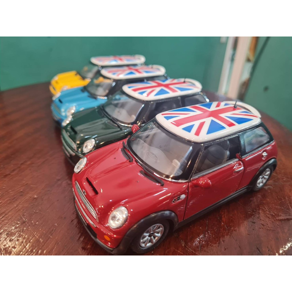 ไมเดลรถมินิคูเปอร์ MINI COOPER S หลังคาลาย ธงชาติ (Scale 1:28)