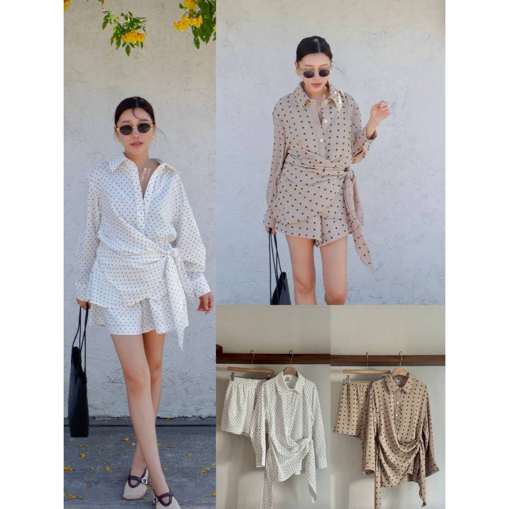 >>DAISY<< DS 50425 SET เสื้อเชิ้ตแขนยาว+กางเกงขาสั้น🌞 รุ่นนี้แนะนำเลยจ้าสวยเก๋มากๆ