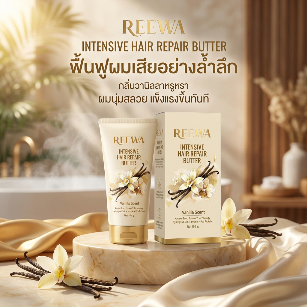 โปรตีนบัตเตอร์กู้ผมรีว่า | 150 กรัม | บัตเตอร์บำรุงผมเสีย ช่วยให้ผมดูนุ่มลื่น เงางาม ดูชี้ฟูน้อยลง