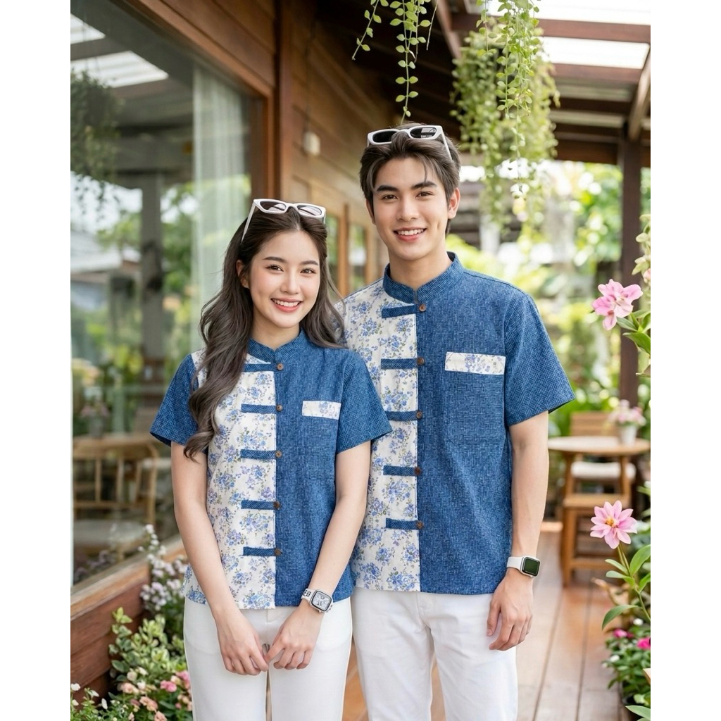 เสื้อพื้นเมืองคอจีน คู่ ชาย/หญิง รูปที่ 2