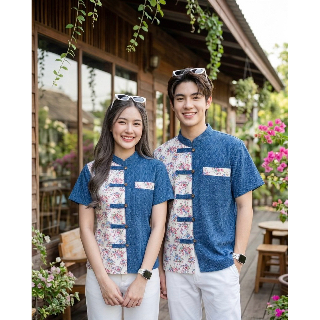 เสื้อพื้นเมืองคอจีน คู่ ชาย/หญิง รูปที่ 3