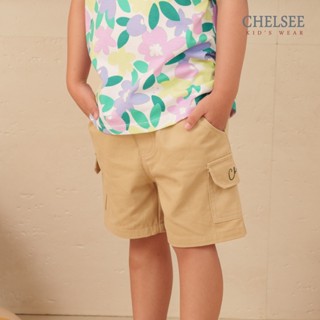 Chelsee กางเกงขาสั้น เอวยางยืด ไม่มีลาย เสริมกระเป๋าข้าง ผ้า…