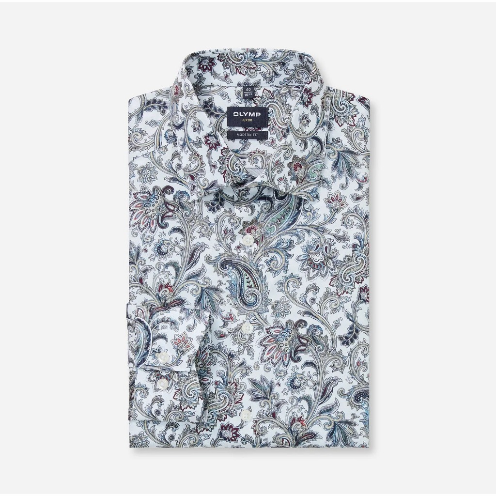 OLYMP LUXOR SHIRT เสื้อเชิ้ตผู้ชายแขนยาว ทรงตรง  Modern Fit ลายกราฟิก SPRI26