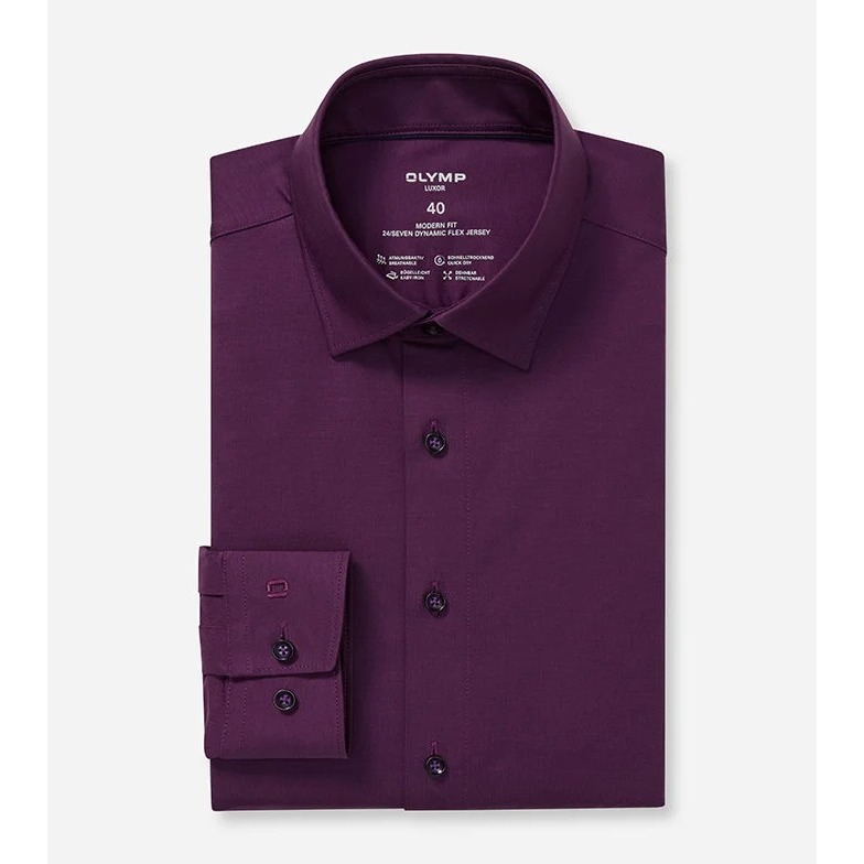 OLYMP LUXOR SHIRT เสื้อเชิ้ตผู้ชายแขนยาว ทรงตรง  Modern Fit สีม่วง SPRI26
