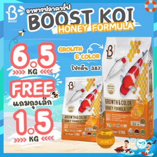 📌ซื้อ1แถม1✌️ตามตัวเลือก🍠มันหวาน🍯น้ำผึ้ง✌️อาหารปลาคาร์ฟ BOOST KOI สูตรน้ำผึ้ง🍯เร่งโต เร่งสีและสูตรมันหวาน บาลานซ์สมดุลปลา