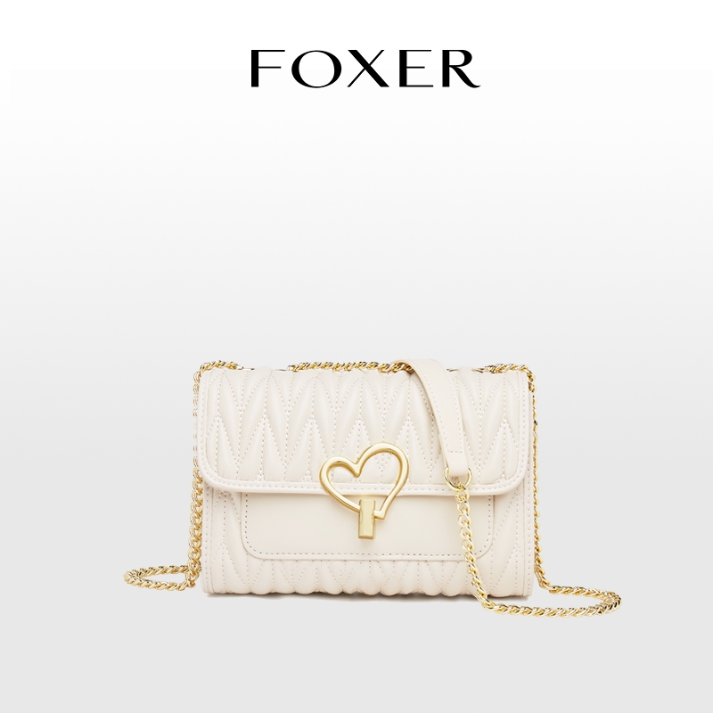 FOXER กระเป๋าสะพายข้างหนังคลาสสิก กระเป๋าสะพายไหล่คุณภาพสูง ความจุขนาดใหญ่