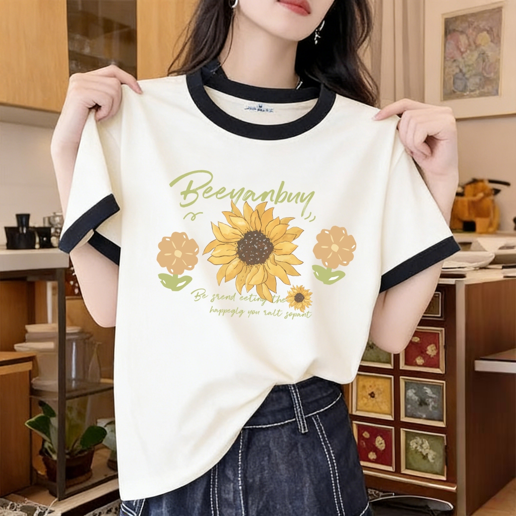 เสื้อแขนสั้นผู้หญิงสไตล์เกาหลีใหม่ คอทรงกลม มีไซส์ M-3XL มีให้เลือก 6 สี พร้อมส่ง รวดเร็ว
