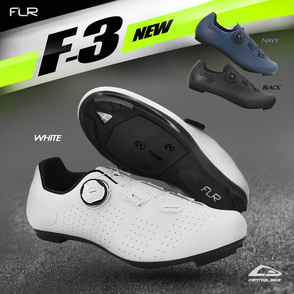 FLR รองเท้าจักรยานเสือหมอบ F-3 สี White - เท้าคนหน้ากว้างใส่ได้