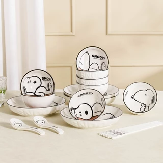 【ของแท้】สนูปปี้ Snoopy ชุดชามเซรามิก 4 ชิ้น กล่องเซ็ตหรู ชามลายการ์ตูนน่ารัก ของขวัญวันเกิด ของสะสมแฟนคลับ จัดส่งฟรี