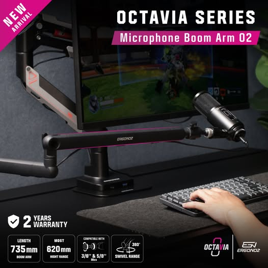 ERGONOZ Octavia Series Microphone Boom Arm V2 ขาจับไมค์ แขนจับไมค์ หนีบโต๊ะ ขาจับไมค์อัดเสียง