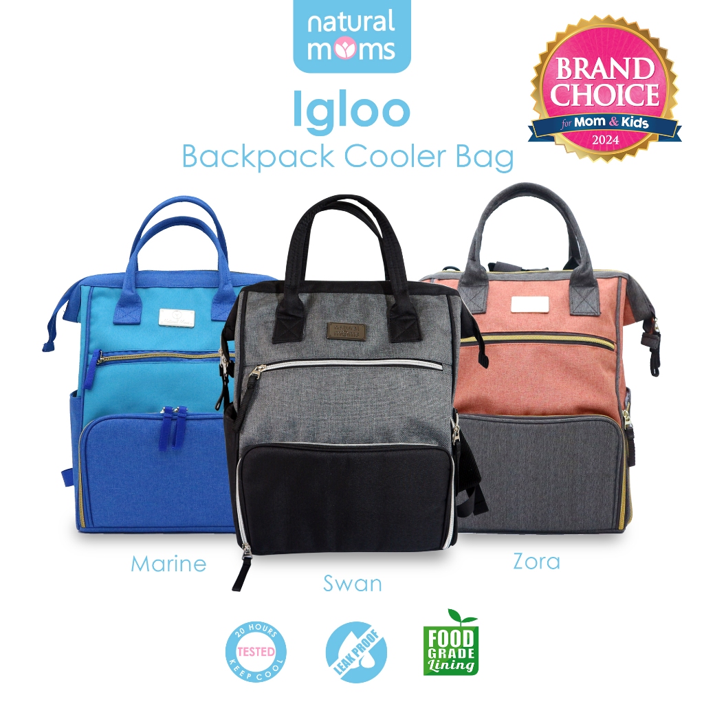 Natural Moms Igloo Breast Milk Cooler Bag | Thermal Backpack for Breast Milk Storage