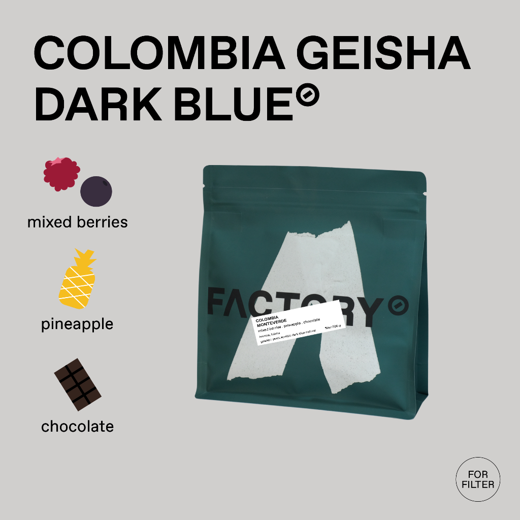 Factory Coffee เมล็ดกาแฟ Colombia - Monteverde (Geisha) l Dark Blue Process (บรรจุ200g)