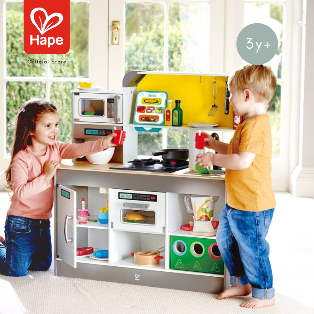 Hape Deluxe Kitchen Playset with Fan Fryer	ครัว 3 เคาท์เตอร์มีเสียงมีไฟ เป่าลมได้	3Y+ รูปที่ 2