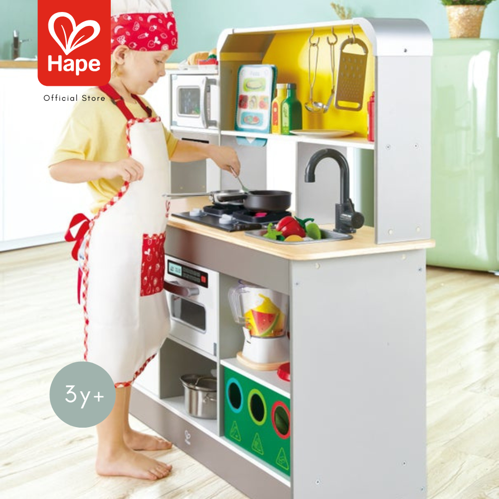 Hape Deluxe Kitchen Playset with Fan Fryer	ครัว 3 เคาท์เตอร์มีเสียงมีไฟ เป่าลมได้	3Y+ รูปที่ 5
