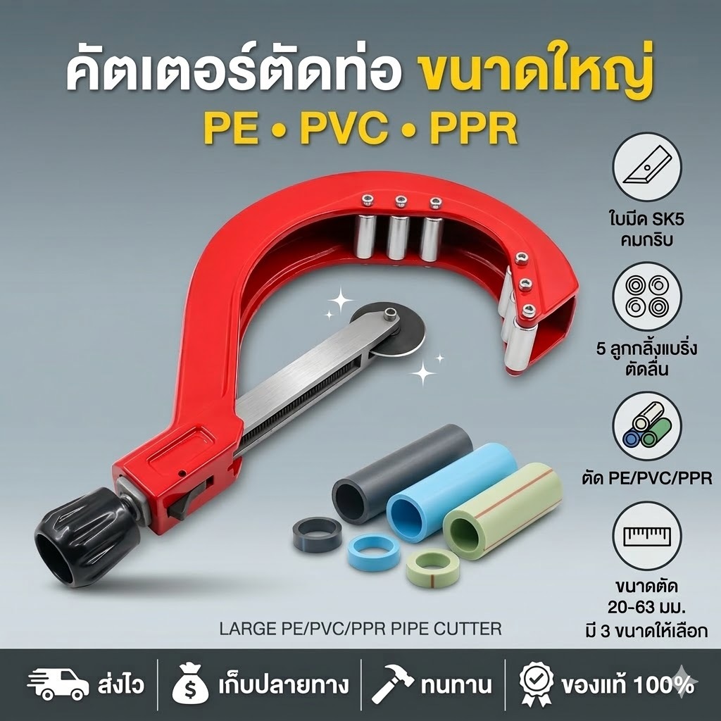 คัตเตอร์ตัดท่อ PE PVC PPR PIPE CUTTER  เครื่องตัดท่อประปา ขนาดใหญ่