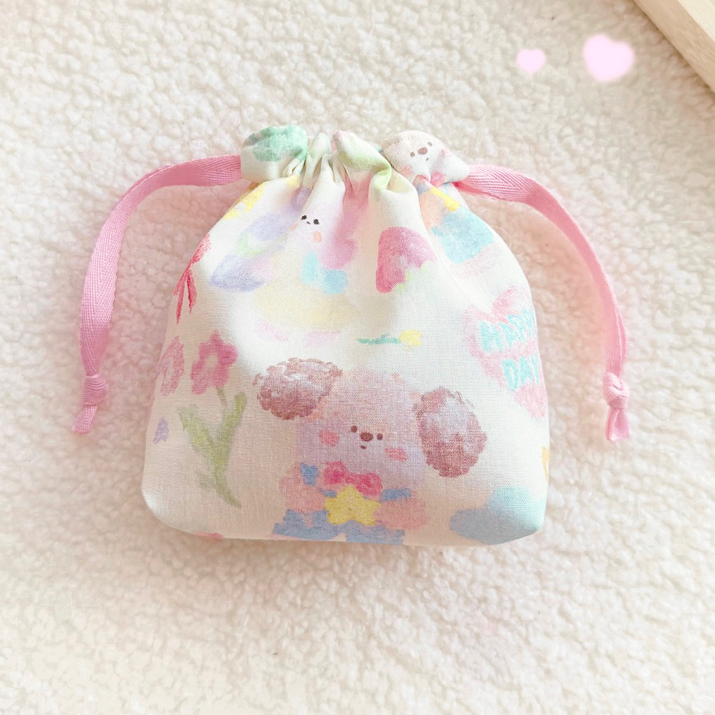 Totty bags กระเป๋าหูรูด สี Pastel น่ารัก มีซับใน ใส่เครื่องสำอาง กระเป๋าจัดระเบียบ 6*5 นิ้ว พส.จีน น่ารัก