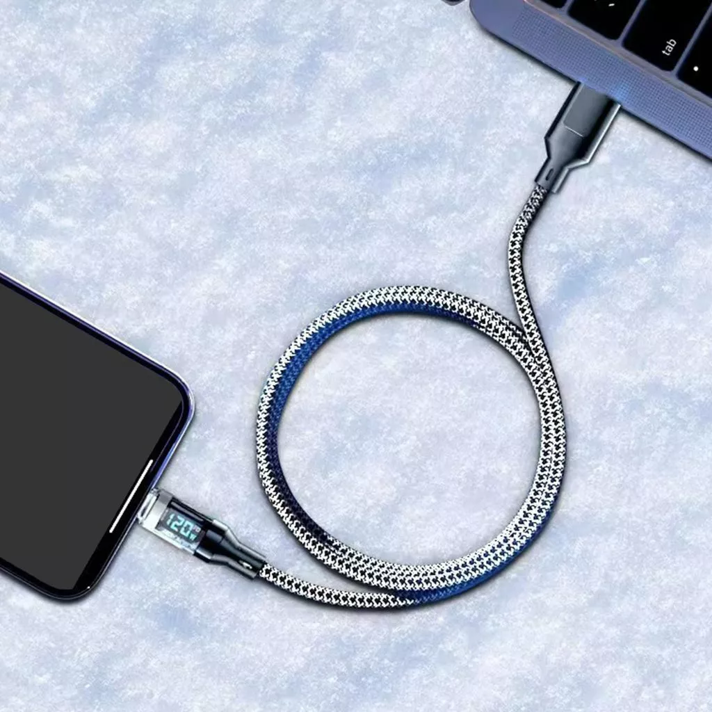 สายเคเบิลข้อมูล USB Type-C พร้อมจอแสดงผลดิจิตอล ชาร์จเร็วพิเศษ 120W 6A thumbnail 9