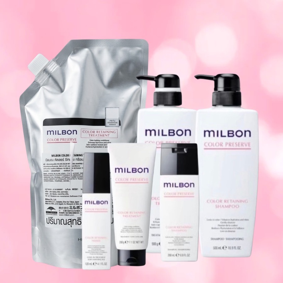 MILBON COLOR PRESERVE 120 200 500 ML.แชมพู ทรีทเมนต์ เซรั่ม ช่วยล็อคสีผมให้ติดทนนาน เผยความเงางามในทุกมิติ