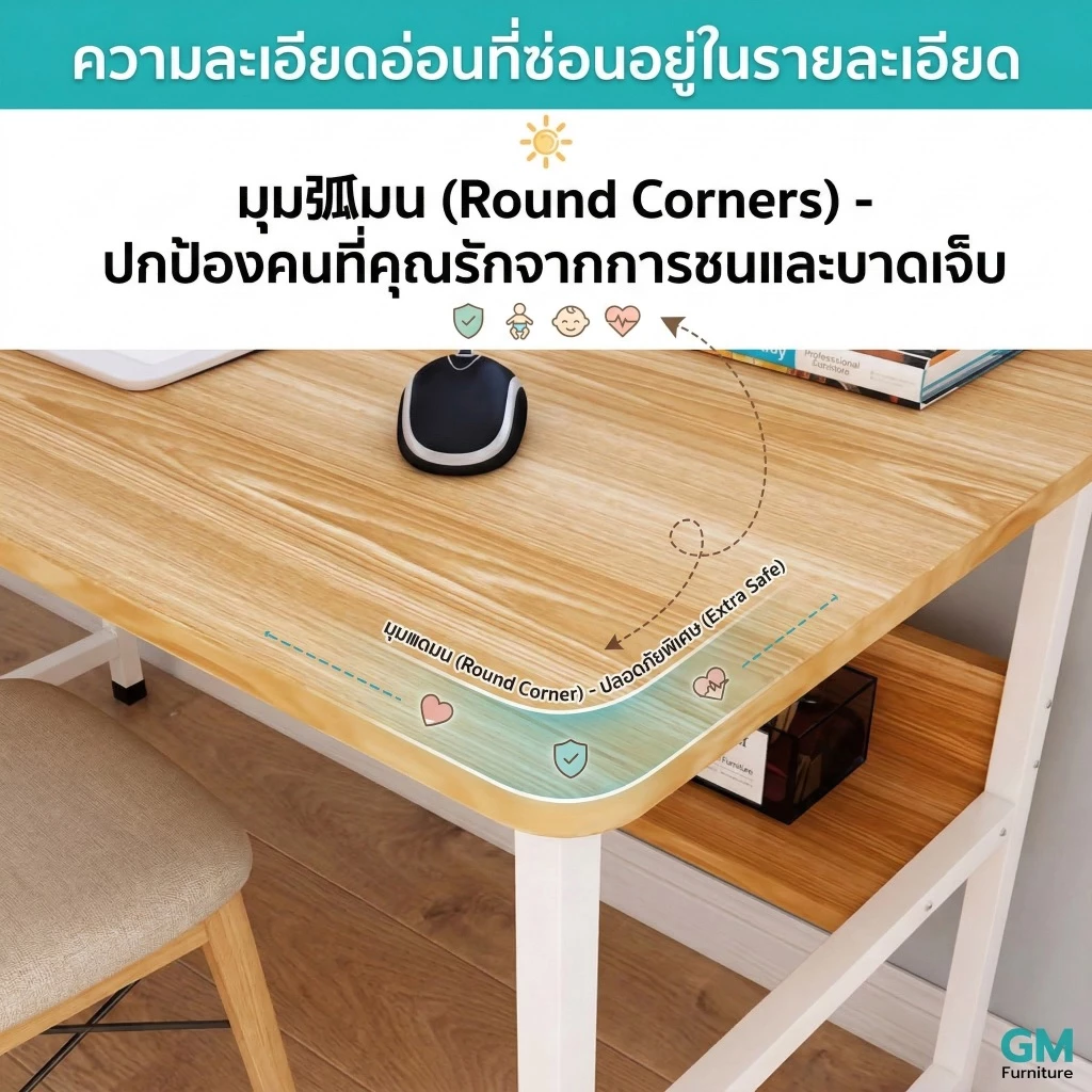 Muyu โต๊ะคอมพิวเตอร์ 80/100/120 ซม. โต๊ะเรียนหนังสือ ชั้นเก็บของ 2 ชั้น สไตล์โมเดิร์น ประหยัดพื้นที่ thumbnail 4