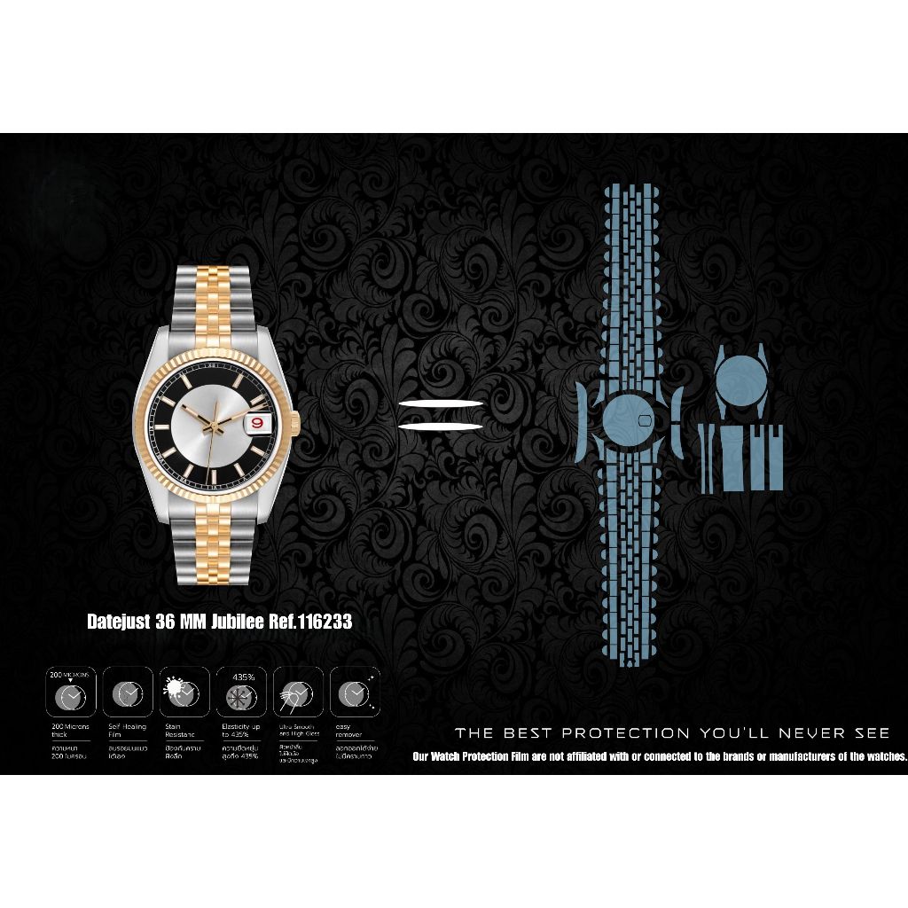 ฟิล์มป้องกันรอยนาฬิกา Watch Protection Film for Rolex Datejust 36 MM Jubilee Ref.116233