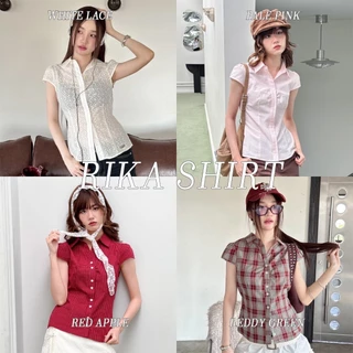 Choosedress A4677 Rika Shirt เสื้อเชิ้ตแขนสั้นทรงเข้ารูป มีเชือกผูกด้านหลัง