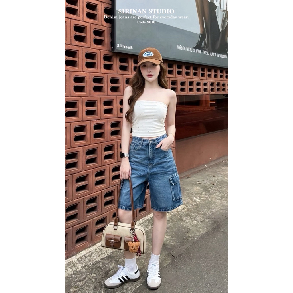 Sirinan Studio ยีนส์4ส่วนคาร์โก้ สียีนส์ ใส่แล้วเท่ห์สุดค่า🩷