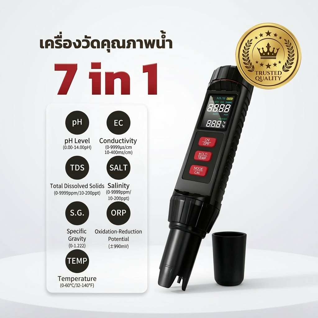 เครื่องวัดคุณภาพน้ำ 7in1 รุ่น MF-X71 วัด pH TDS EC ORP Salinity S.G Temp ครบในเครื่องเดียว 10040